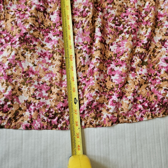 J Crew smocked puff sleeve midi faded floral dress pink brown, S - Picture 16 of 16